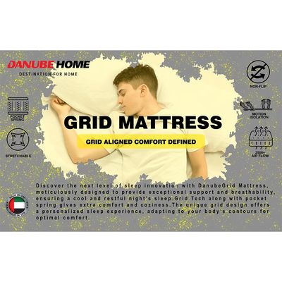 Smart Grid Memory Foam Pocketed Spring Mattress - 90x190x26 cm - With 10-Year Warranty